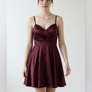 Wear Your Love Elegant Burgundy Satin Dress Spaghetti Straps NWT Women's Size 8